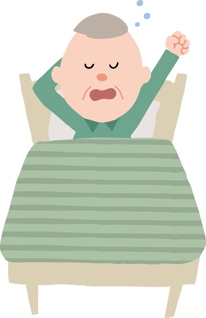 3種類のあくびしながら起きるおじいさんの人物イラストとベクター | 黄色人種