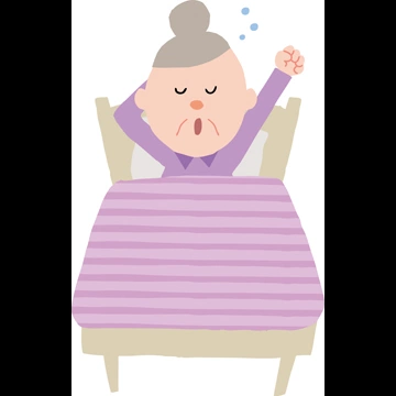 3種類のあくびしながら起きるおばあさんの人物イラストとベクター