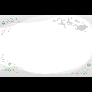 6種類のサンタが乗る橇を引くトナカイのクリスマスフレームの背景イラスト