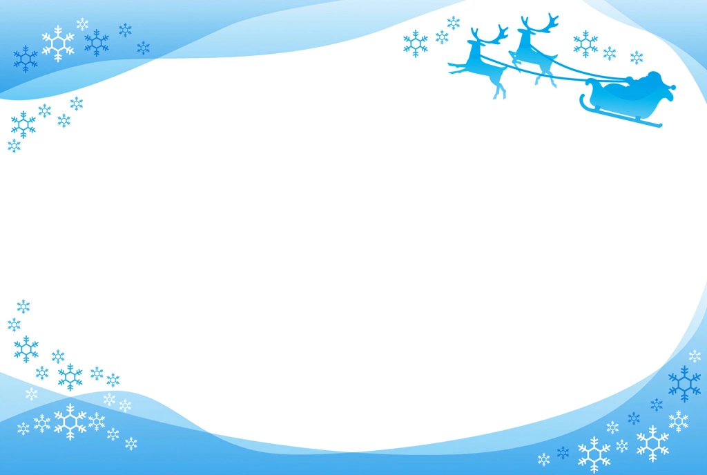 Set of 6 Santa Claus and Reindeers Christmas Frame Background Illustrations | Light Blue