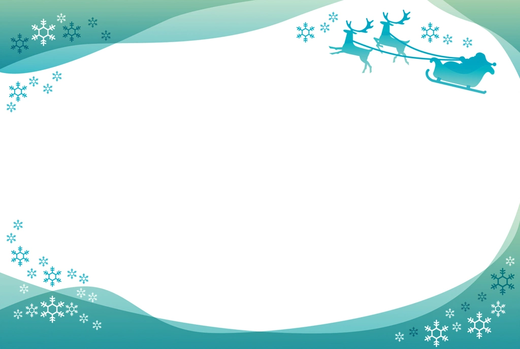 Set of 6 Santa Claus and Reindeers Christmas Frame Background Illustrations | Green