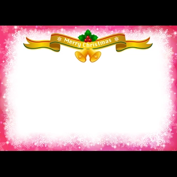 6種類の雪の結晶とタイトルリボンのクリスマスフレームの背景イラストとベクター