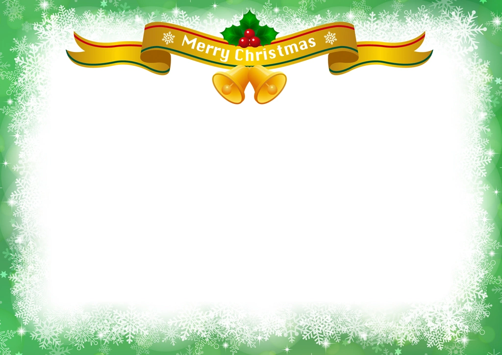 Set of 6 Title Ribbon and Snowflakes with Christmas Frame Background Illustrations and Vectors | Green