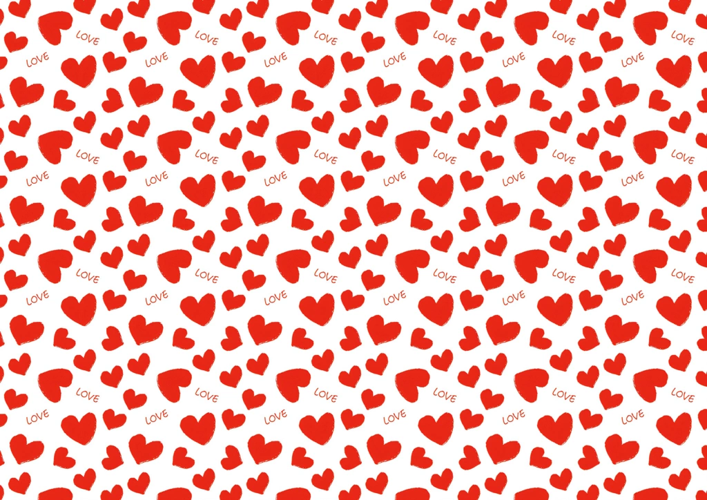 Set of 6 Heart and “LOVE” Pattern Background Illustrations | Red