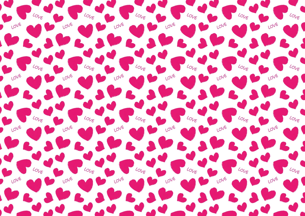 Set of 6 Heart and “LOVE” Pattern Background Illustrations | Pink