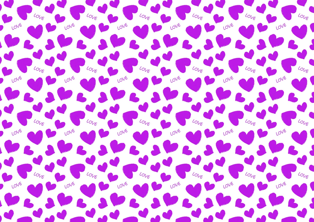 Set of 6 Heart and “LOVE” Pattern Background Illustrations | Purple