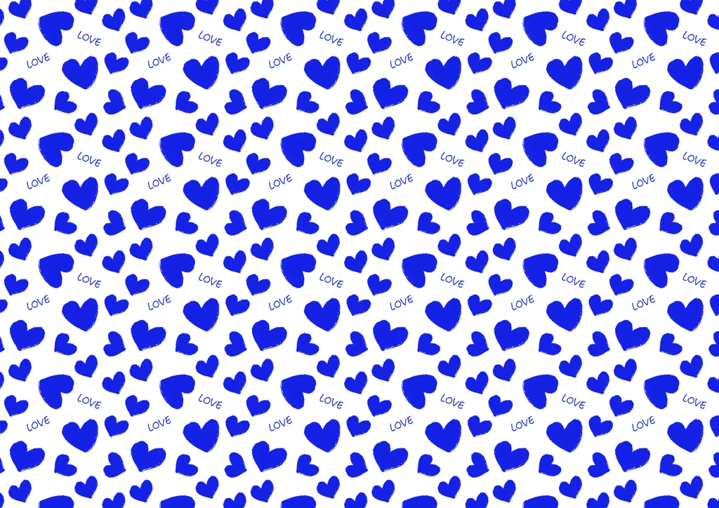 Set of 6 Heart and “LOVE” Pattern Background Illustrations | Blue