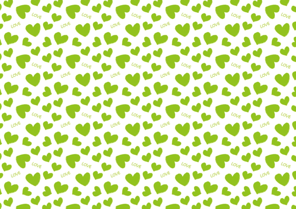 Set of 6 Heart and “LOVE” Pattern Background Illustrations | Green