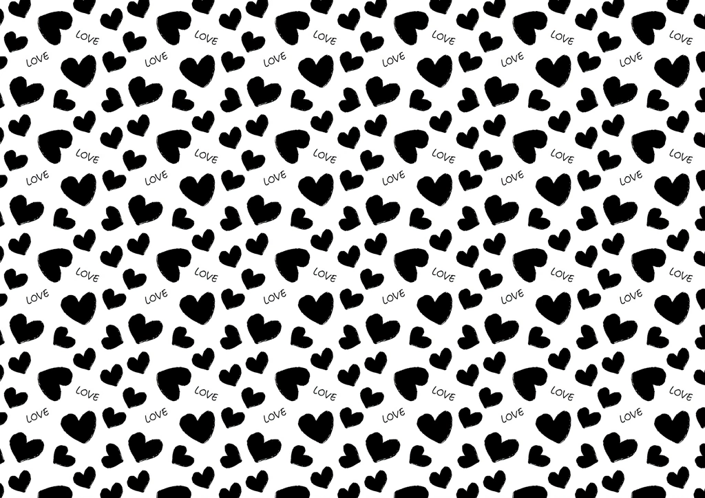 Set of 6 Heart and “LOVE” Pattern Background Illustrations | Black