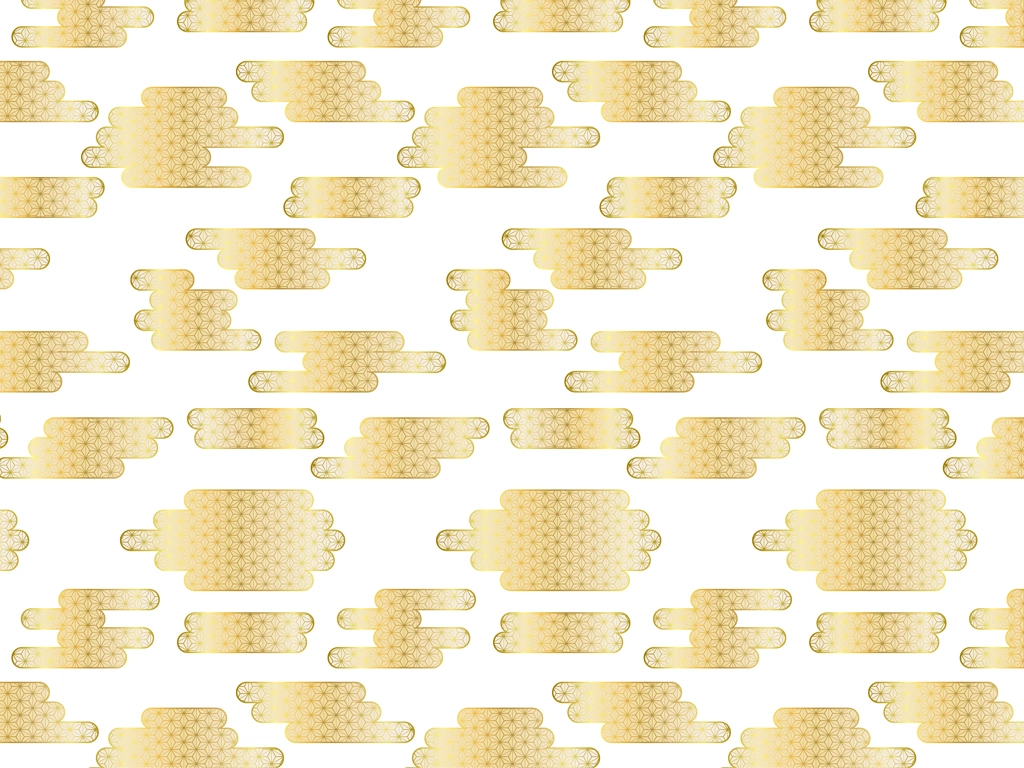Set of 6 Japanese Cloud Pattern Background Illustrations and Vectors | Gold and White