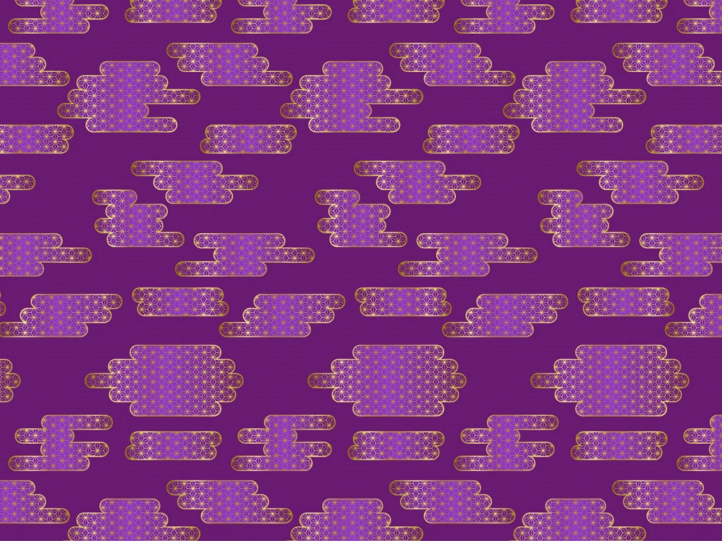 Set of 6 Japanese Cloud Pattern Background Illustrations and Vectors | Purple