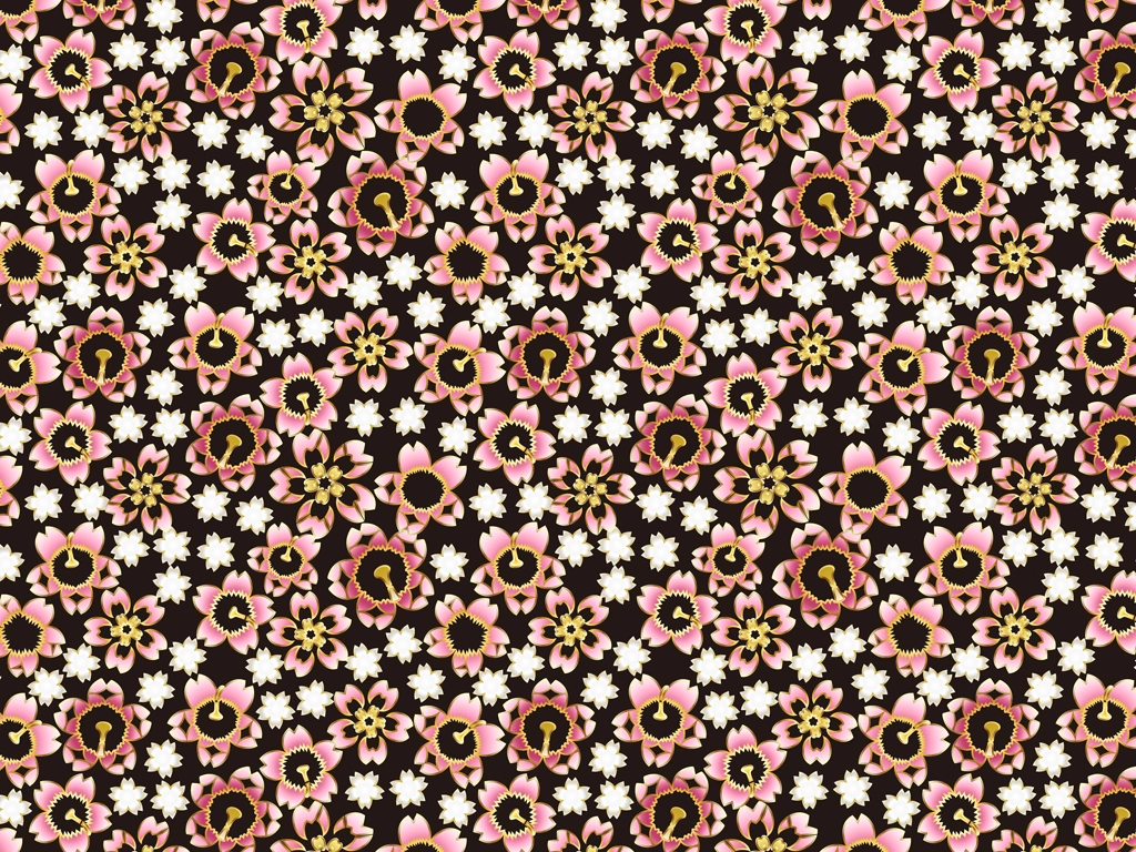 Set of 5 Cherry Blossom Pattern Background Illustrations and Vectors | Pink, White and Black