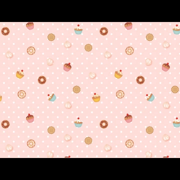 5種類のスイーツとドット柄模様の背景イラストとベクター