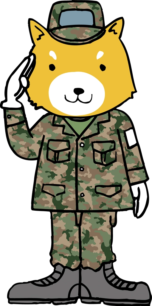 Set of 4 Animal Soldier in Camouflage Illustrations and Vectors | Dog