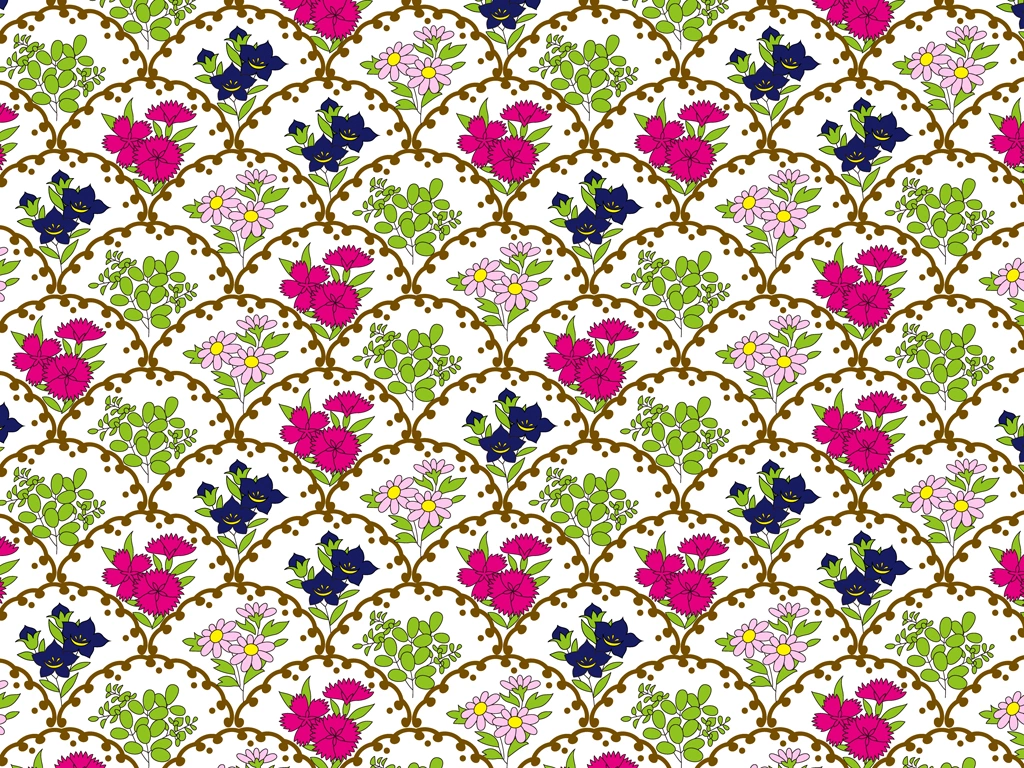Set of 5 Wave and Floral Pattern Background Illustrations and Vectors | Multicolor