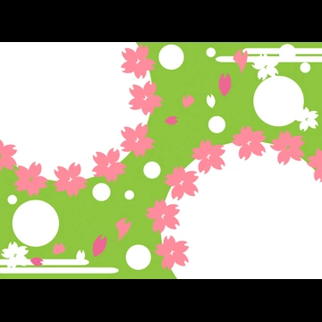 6種類の桜の花と円形の背景イラストとベクター