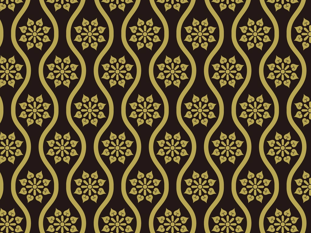 Set of 5 Floral and Tatewaku Pattern Background Illustrations and Vectors | Gold and Black