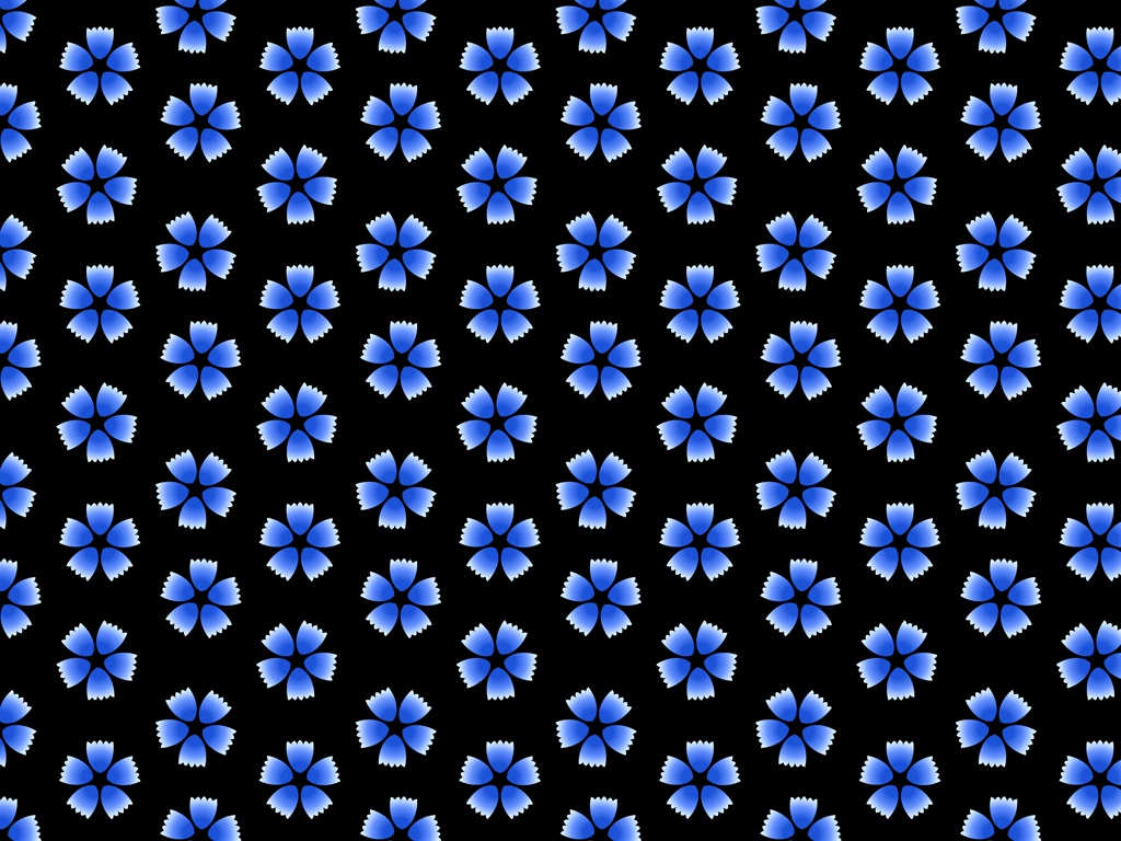 6種類のナデシコの花柄模様の背景イラストとベクター | 青色と黒色