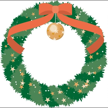 4種類のクリスマスリースのイラストとベクター
