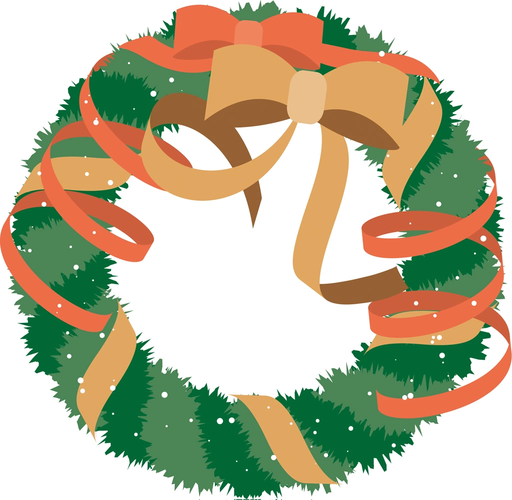 Set of 4 Christmas Wreath Illustrations and vectors | with Ribbons