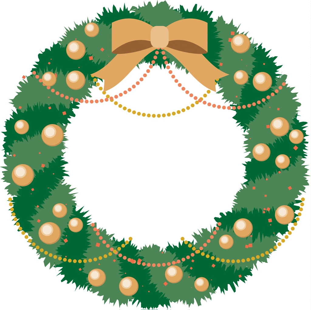Set of 4 Christmas Wreath Illustrations and vectors | with Ribbon and Balls