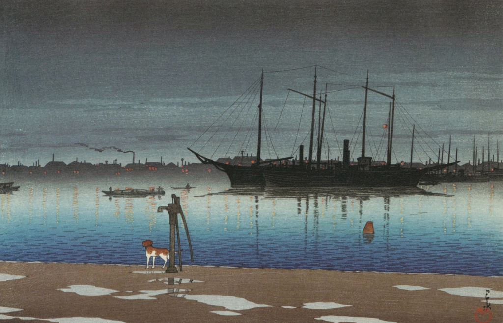 「東京二十景 明石町の雨後」 川瀬巴水 （1928年） | 川瀬巴水作品集より