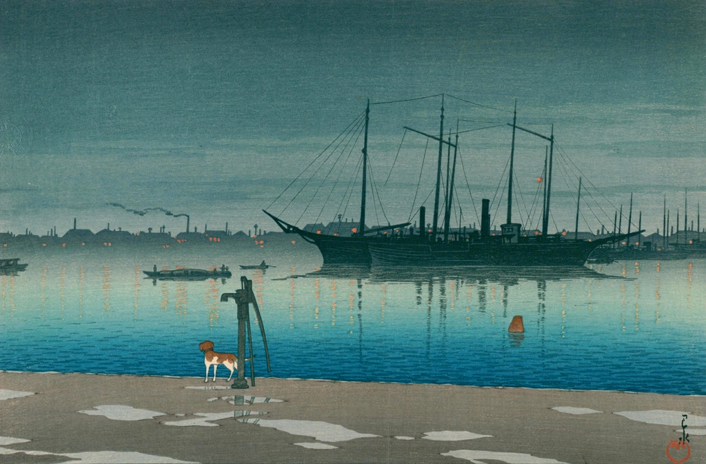 「東京二十景 明石町の雨後」 川瀬巴水 （1928年） | 川瀬巴水絵画集 1より