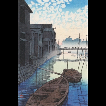 「東京二十景 大根河岸の朝」 川瀬巴水 （1927年）