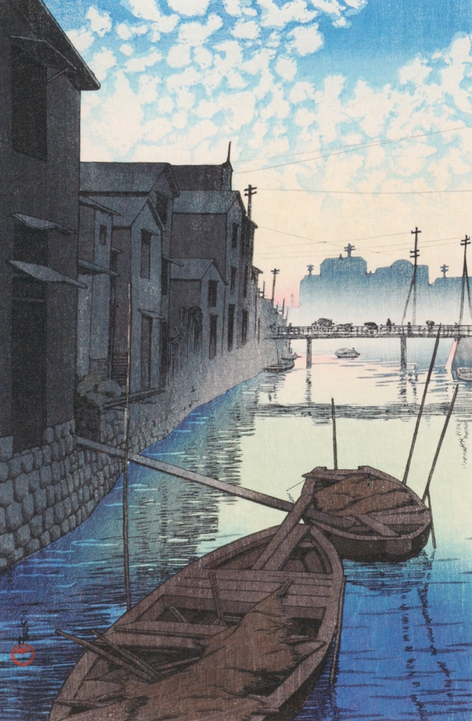 「東京二十景 大根河岸の朝」 川瀬巴水 （1927年） | 生誕130年 川瀬巴水展 郷愁の日本風景より