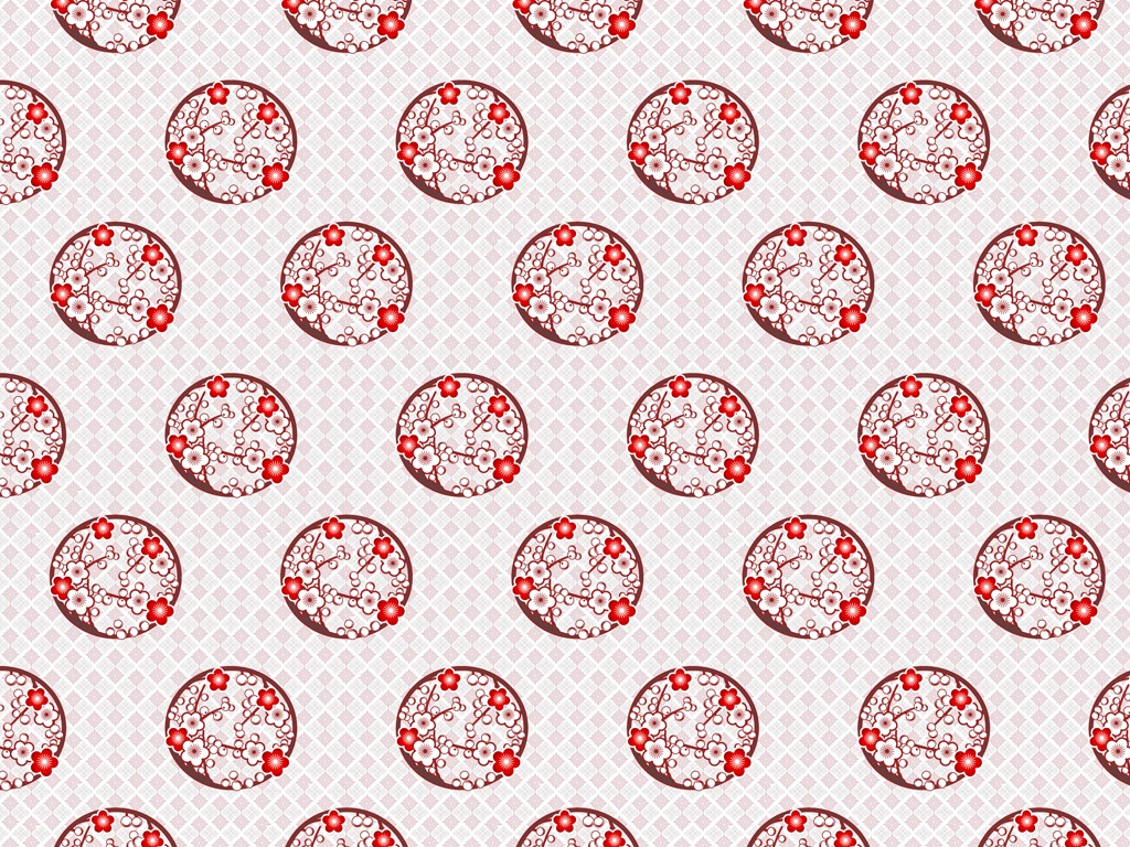 Set of 5 Japanese Apricot Blossom Patern Background Illustrations and Vectors | Red