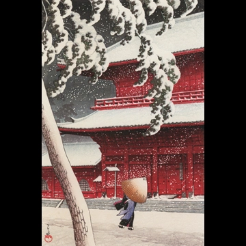 Twenty Views of Tokyo: Zojoji Temple in Shiba by Hasui Kawase (1925)