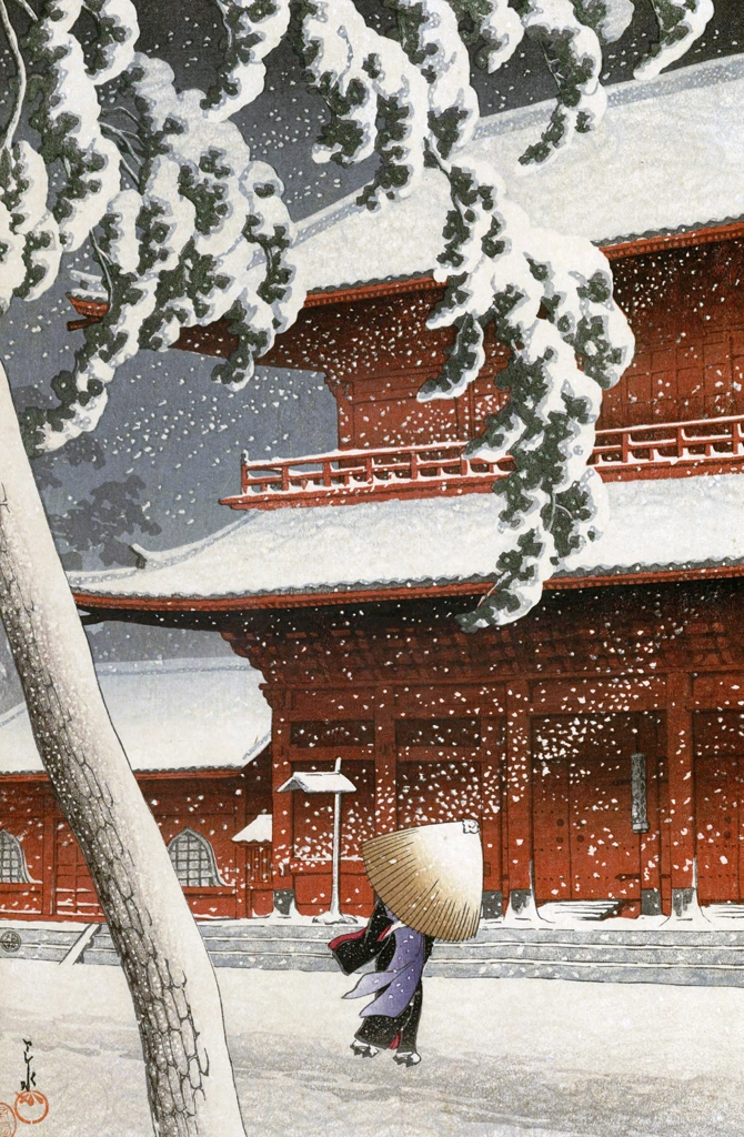 Twenty Views of Tokyo: Zojoji Temple in Shiba by Hasui Kawase (1925) | from Selection of Scenes of Japa