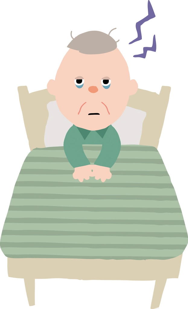 3種類の睡眠不足のおじいさんの人物イラストとベクター | 黄色人種