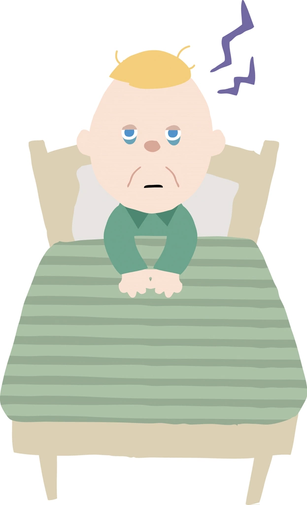 3種類の睡眠不足のおじいさんの人物イラストとベクター | 白人