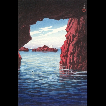 Souvenirs of My Travels, 3rd Series: Kojaku Cavern, Oga Peninsula by Hasui Kawase (1926)
