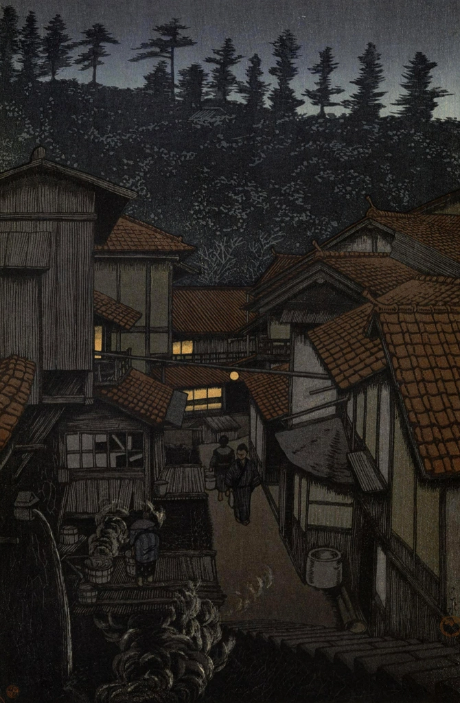 「旅みやげ 第三集 石見有福温泉」 川瀬巴水 （1924年） | 日本風景選集より