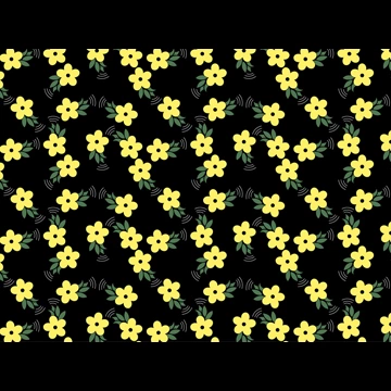 5種類の葉っぱと花柄の背景イラストとベクター