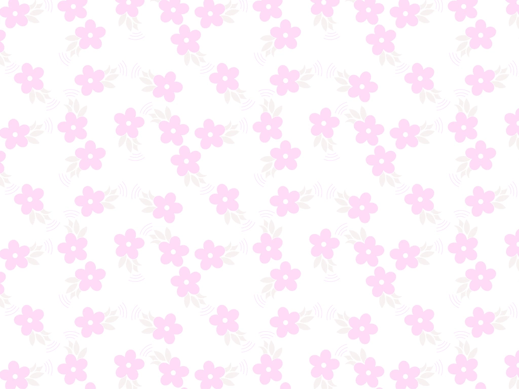 5種類の葉っぱと花柄の背景イラストとベクター | 淡いピンク色と白色