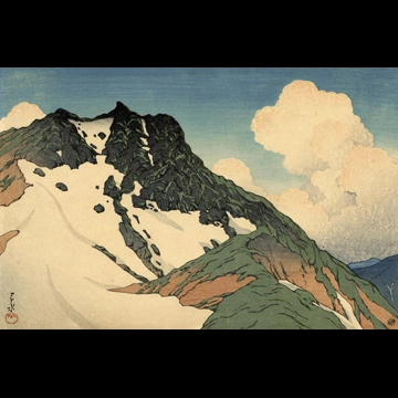 「旅みやげ 第三集 白馬山より見たる朝日嶽」 川瀬巴水 （1924年）