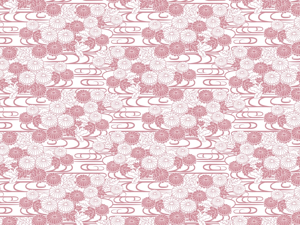 Set of 5 Chrysanthemum and Wave Pattern Background Illustrations and Vectors | Pink and White