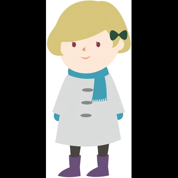 6種類のコートを着た少女のイラストとベクター