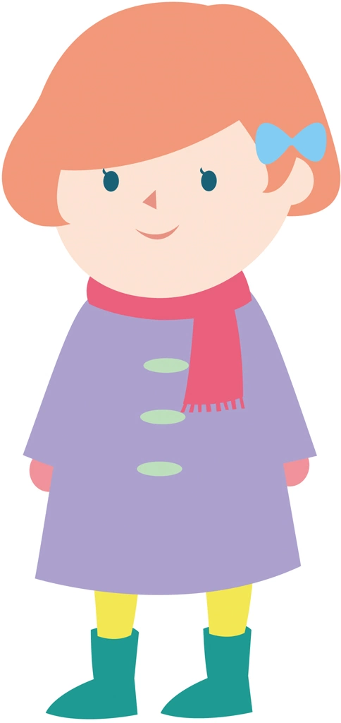 Set of 6 Girl in Coat Illustrations and Vectors | Purple