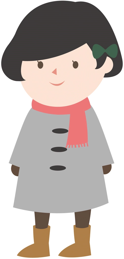 Set of 6 Girl in Coat Illustrations and Vectors | Gray