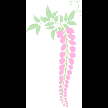 5種類の藤の花と葉のイラストとベクター