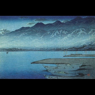 「旅みやげ 第二集 月明の加茂湖（佐渡）」 川瀬巴水 （1921年）