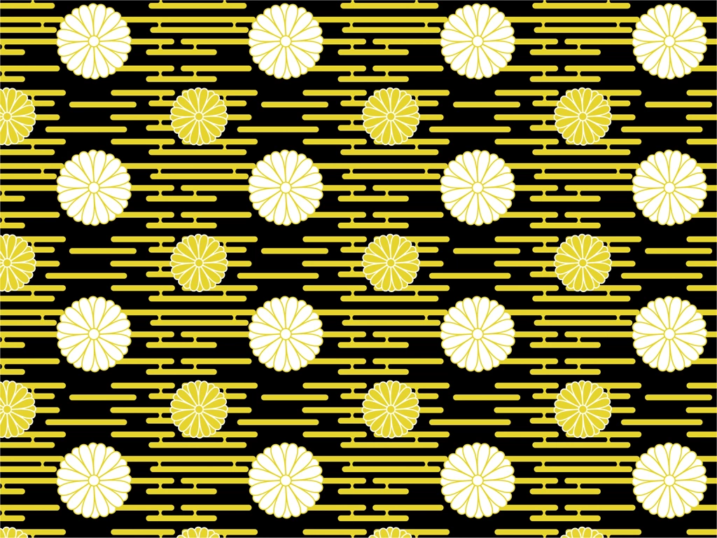 Set of 5 Chrysanthemum Pattern Background Illustrations and Vectors | White, Gold and Black