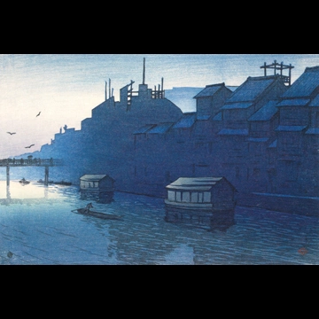 「旅みやげ 第二集 大坂道とん堀の朝」 川瀬巴水 （1921年）