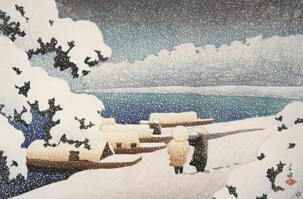 「旅みやげ 第二集 雪の橋立」 川瀬巴水 （1921年） | 川瀬巴水作品集より