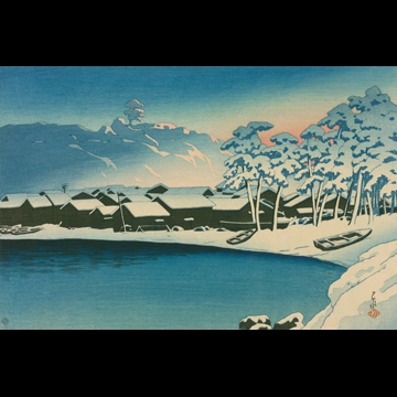「旅みやげ 第二集 雪の明ぼの （佐渡小木港）」 川瀬巴水 （1921年）