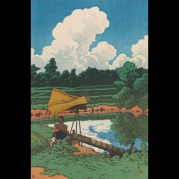 「旅みやげ 第二集 水揚げ樋（佐渡所見）」 川瀬巴水 （1921年）